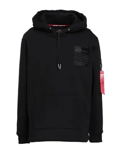Alpha Industries Man Sweatshirt Black Size Xs Cotton, Polyester