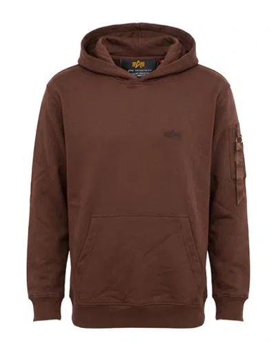 Alpha Industries Man Sweatshirt Brown Size Xl Cotton, Polyester
