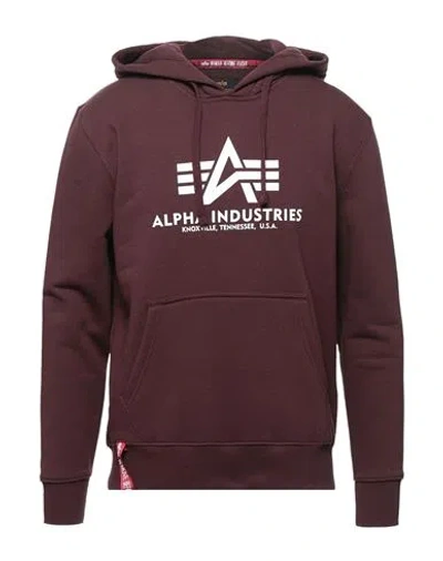 Alpha Industries Man Sweatshirt Burgundy Size L Cotton, Polyester In Red
