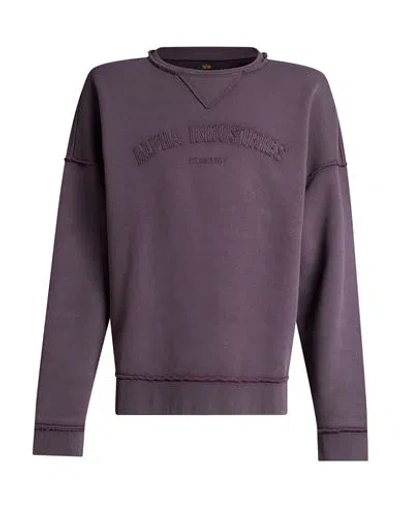 Alpha Industries Man Sweatshirt Dark Purple Size L Cotton, Polyester
