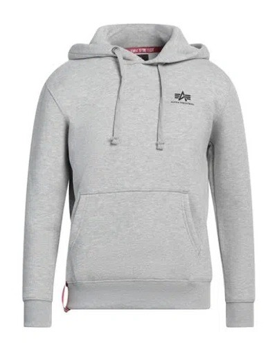 Alpha Industries Man Sweatshirt Grey Size L Cotton, Polyester In Gray