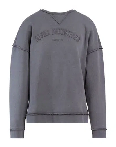 Alpha Industries Man Sweatshirt Grey Size L Cotton, Polyester In Gray