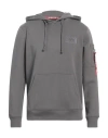 Alpha Industries Man Sweatshirt Lead Size S Cotton, Polyester In Grey