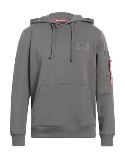 Alpha Industries Man Sweatshirt Lead Size S Cotton, Polyester In Grey