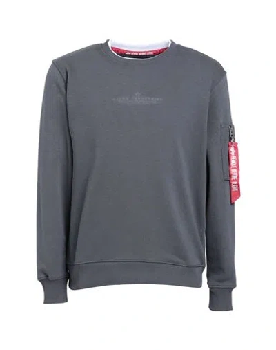 Alpha Industries Man Sweatshirt Lead Size Xxl Cotton, Polyester In Grey