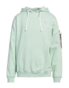 Alpha Industries Man Sweatshirt Light Green Size L Cotton, Polyester In Green