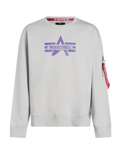 Alpha Industries Man Sweatshirt Light Grey Size L Cotton, Polyester In Multi