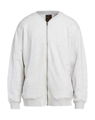 Alpha Industries Man Sweatshirt Light Grey Size M Cotton, Polyester In White