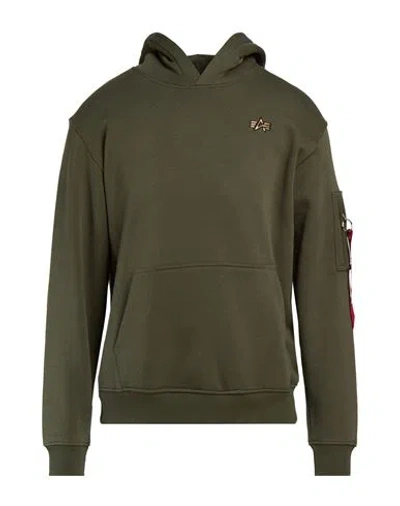 Alpha Industries Man Sweatshirt Military Green Size M Cotton, Polyester