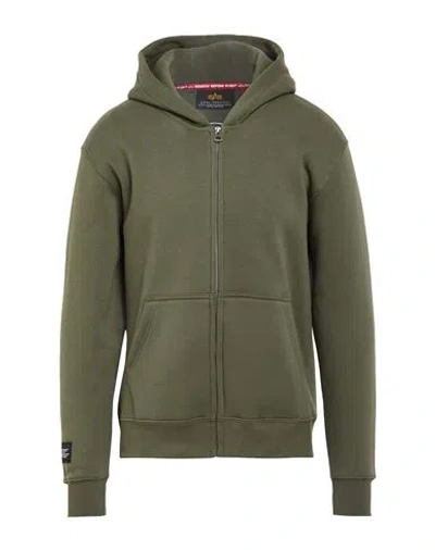 Alpha Industries Man Sweatshirt Military Green Size M Cotton, Polyester