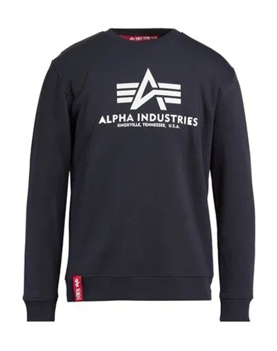 Alpha Industries Man Sweatshirt Navy Size L Cotton, Polyester In Blue