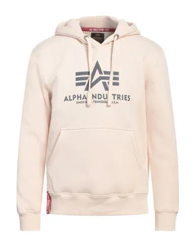 Alpha Industries Man Sweatshirt Off White Size L Cotton, Polyester In Neutral