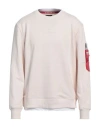Alpha Industries Man Sweatshirt Off White Size M Cotton, Polyester