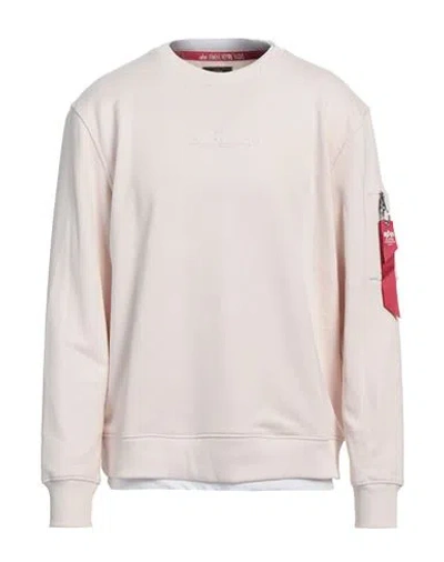 Alpha Industries Man Sweatshirt Off White Size M Cotton, Polyester