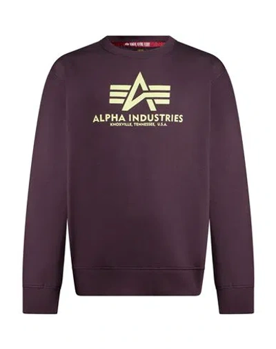 Alpha Industries Man Sweatshirt Plum Size M Cotton, Polyester In Purple