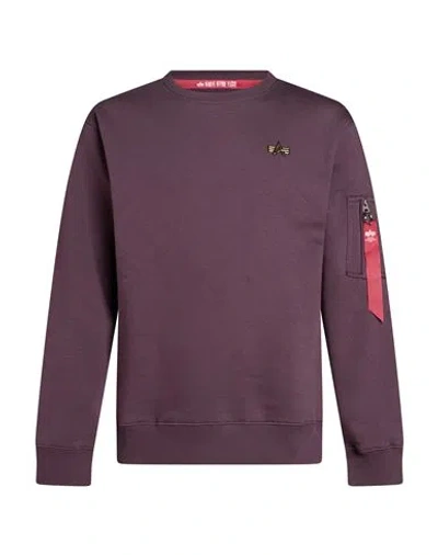 Alpha Industries Man Sweatshirt Plum Size M Cotton, Polyester In Purple