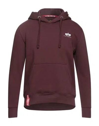 Alpha Industries Man Sweatshirt Plum Size S Cotton, Polyester In Purple