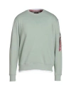 Alpha Industries Man Sweatshirt Sage Green Size S Cotton, Polyester