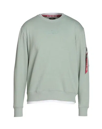 Alpha Industries Man Sweatshirt Sage Green Size S Cotton, Polyester