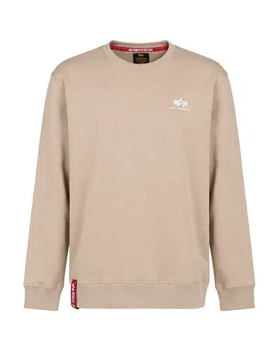 Alpha Industries Man Sweatshirt Sand Size S Cotton, Polyester In Animal Print