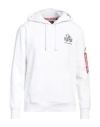 Alpha Industries Man Sweatshirt White Size S Cotton, Polyester In White