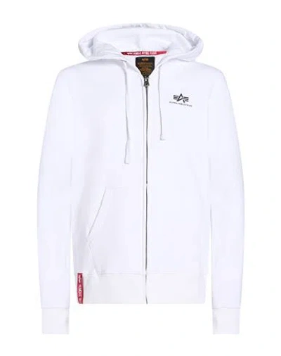 Alpha Industries Man Sweatshirt White Size M Cotton, Polyester In Animal Print