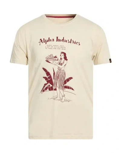 Alpha Industries Man T-shirt Beige Size L Cotton In Multi