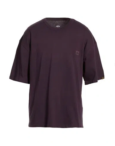 Alpha Industries Man T-shirt Plum Size M Cotton In Purple