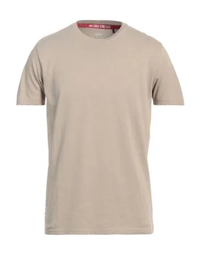 Alpha Industries Man T-shirt Sand Size L Cotton In Beige