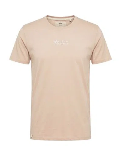 Alpha Industries Man T-shirt Beige Size L Organic Cotton In Neutral