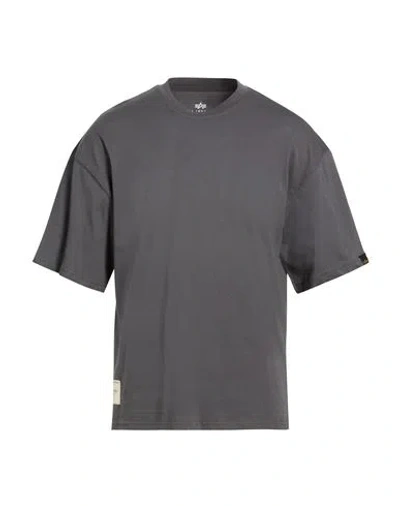 Alpha Industries Man T-shirt Charcoal Size L Cotton In Gray
