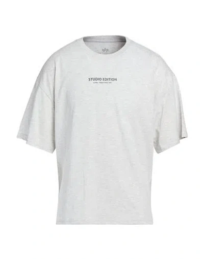 Alpha Industries Man T-shirt Grey Size L Cotton, Polyester In Neutral