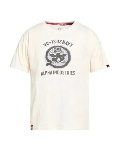 Alpha Industries Man T-shirt Ivory Size L Cotton In White