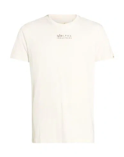 Alpha Industries Man T-shirt Ivory Size L Organic Cotton In White