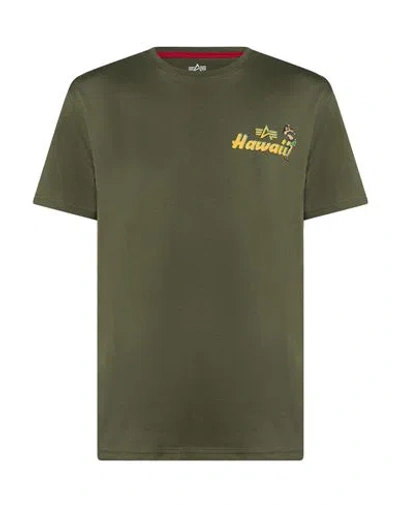 Alpha Industries Man T-shirt Military Green Size L Cotton