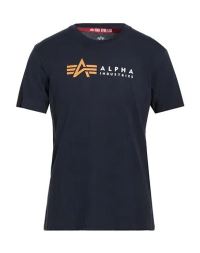 Alpha Industries Man T-shirt Navy Size L Cotton In Blue