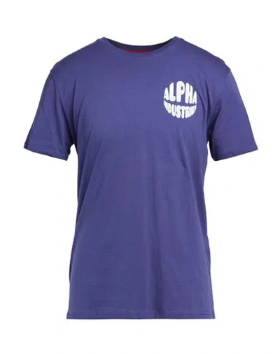 Alpha Industries Man T-shirt Purple Size L Cotton In Blue