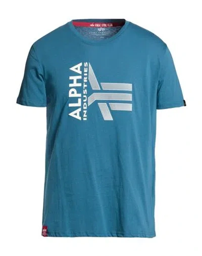Alpha Industries Man T-shirt Slate Blue Size L Cotton