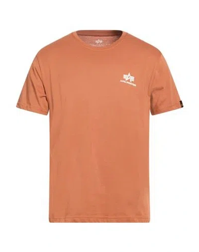 Alpha Industries Man T-shirt Tan Size L Cotton In Brown