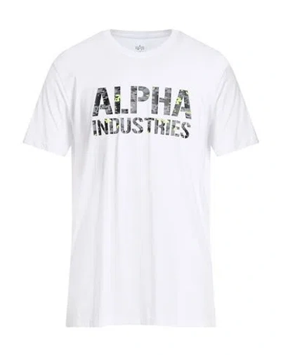 Alpha Industries Man T-shirt White Size L Cotton In Multi