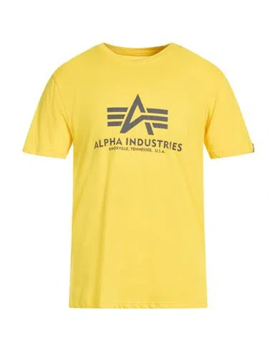 Alpha Industries Man T-shirt Yellow Size Xl Cotton In Black
