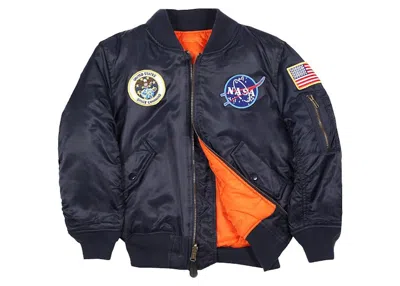 Pre-owned Alpha Industries Men's  Nasa Ma1 Flight Jacket In Blue