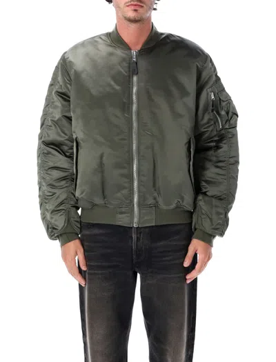 Alpha Industries Men's Bomber Jacket With Zip Front And Sleeve Pocket In Vint Green