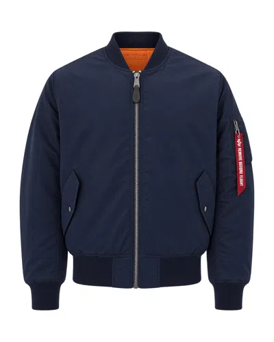 Alpha Industries Men's Bomber Jacket With Zip Front In Blue