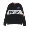 Alpha Industries Men's Crewneck Sweatshirt Nasa Inlay Sweater Rep. Blue In Black
