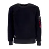 Alpha Industries Men's Crewneck Sweatshirt Teddy Sweater Black In Black