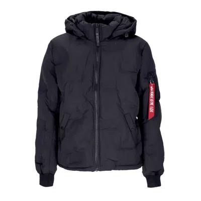 Alpha Industries Men's Hooded Logo Puffer Black Down Jacket