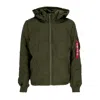 Alpha Industries Men's Hooded Logo Puffer Down Jacket Dark Olive In Dark Olive