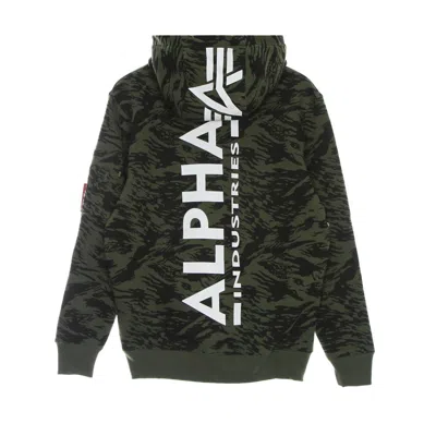Alpha Industries Men's Hoodie Back Print Hoodie Camo Brushstroke Green