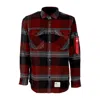 Alpha Industries Men's Long Sleeve Flannel Shirt Black Gray In Black Gray